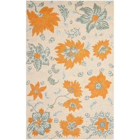 Safavieh 6 x 6 ft. Square Country and Floral Blossom- Ivory and Multi Hand Hooked Rug BLM865A-6SQ